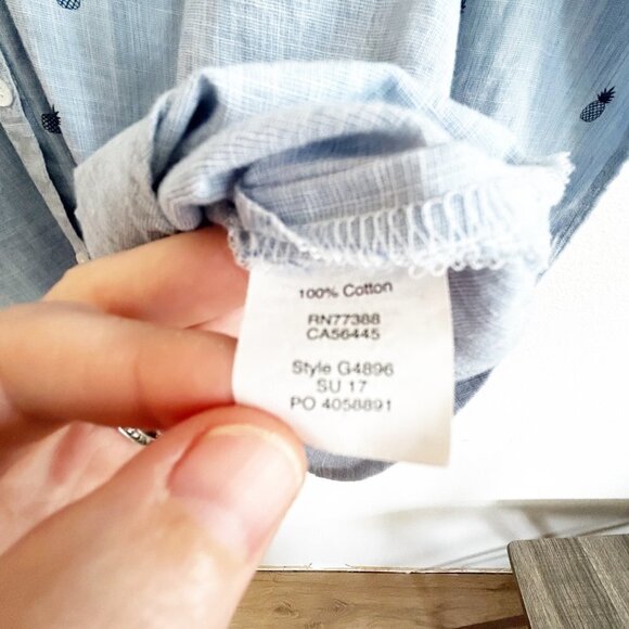 Madewell Shrunken Trapeze Pinneapple Chambray Button Down Shirt Sz S - Picture 9 of 9